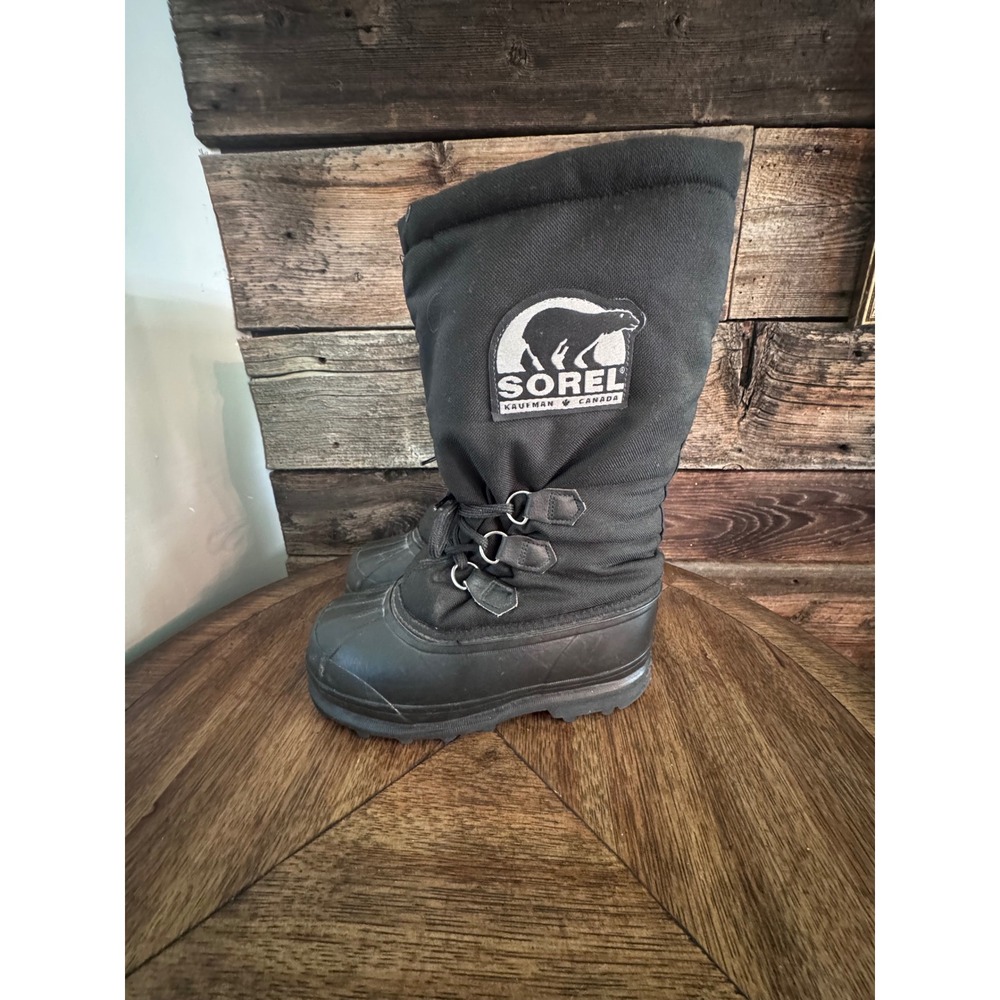 Sorel Kaufman Canada Vintage Winter Boots Black Canvas Duck Boots Womens 6